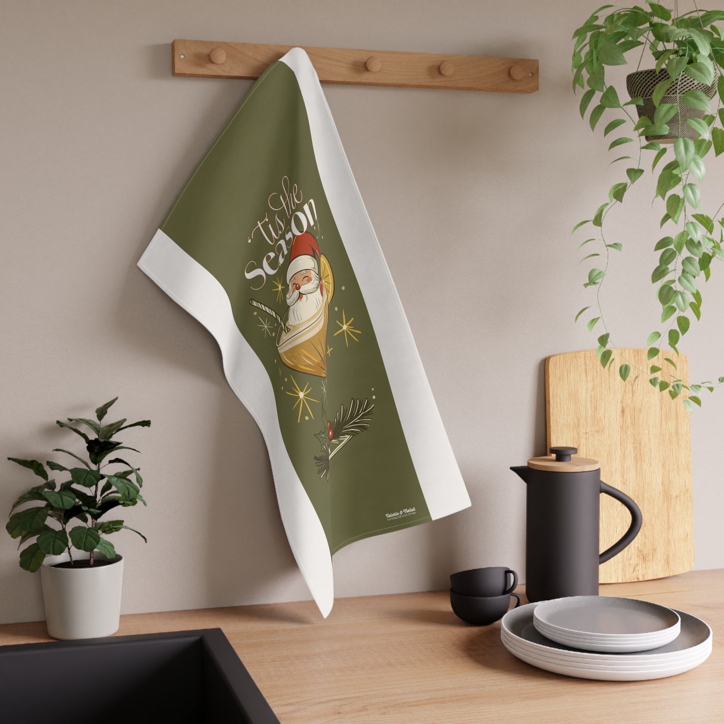 Holly Jolly Santa Christmas Towel