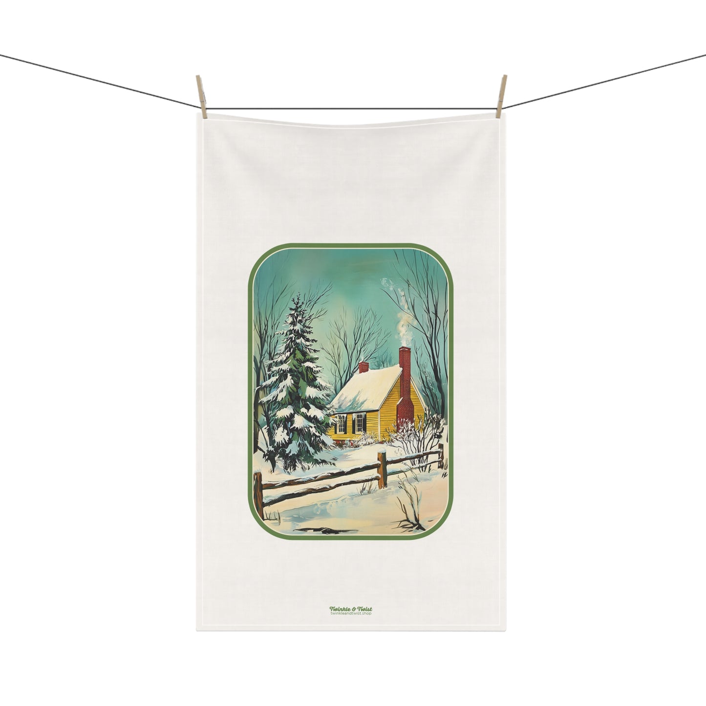 Vintage Holiday Cottage Hand Towel