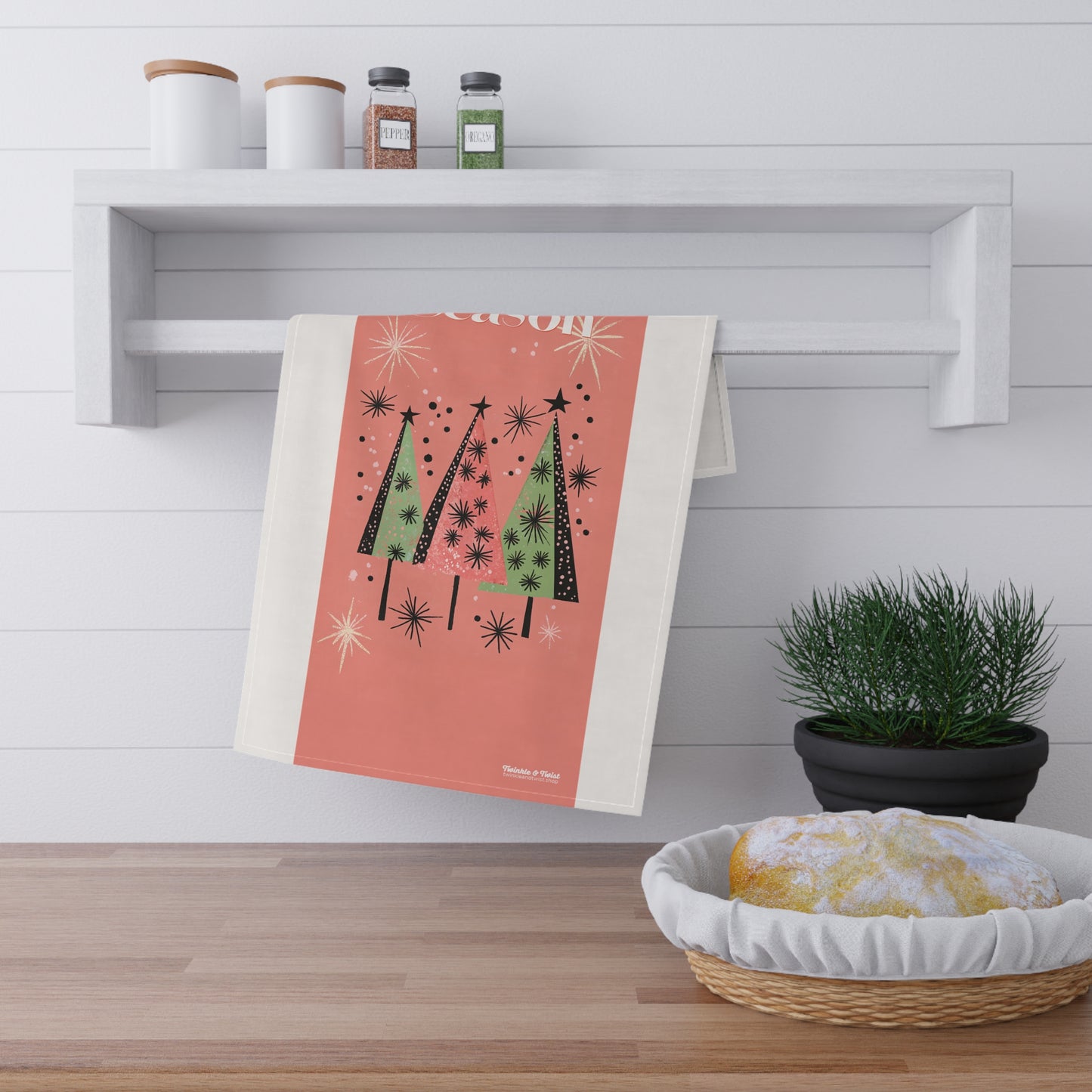 Mid-Century Christmas Kitchen Towel